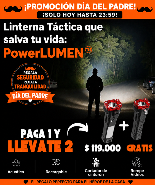 *PAGA 1 y LLÉVATE 2* Linterna Indestructible Súper Potente 6 en 1 PowerLUMEN™